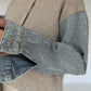 Strickjacke mit strassbesetzten Denim-Ärmeln - beige-denim