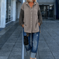 Lässiges Wildleder-Optik Hemd mit Strickarm - taupe