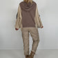 Oversized Grobstrick-Hoodie mit Sweat-Einsatz  - taupe-beige
