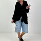 Long blouse with tie – black