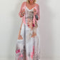 Long dress with print motif and side pockets - grey-multicoloured