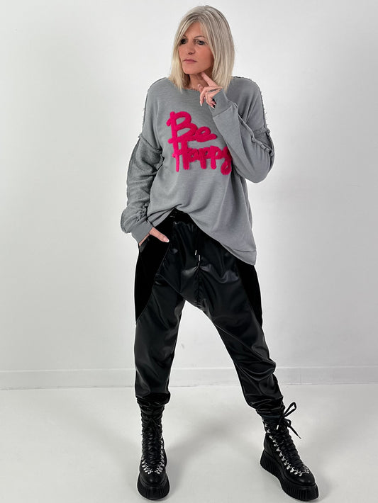 Sweatshirt Modell "Happy Fluff" - grau-pink