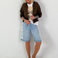 Light blouson with tie detail - chocolate