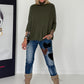 Strickpullover mit Turtleneck - oliv