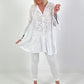 Tunic/dress with terrycloth appliqué - white