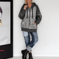 Jacke im Materialmix mit Pailletten und Strasskreuz - anthrazit
