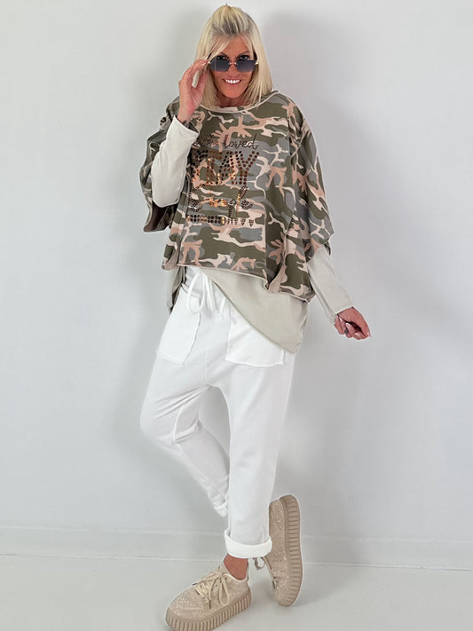 Oversized Sweater mit halben Arm - camouflage
