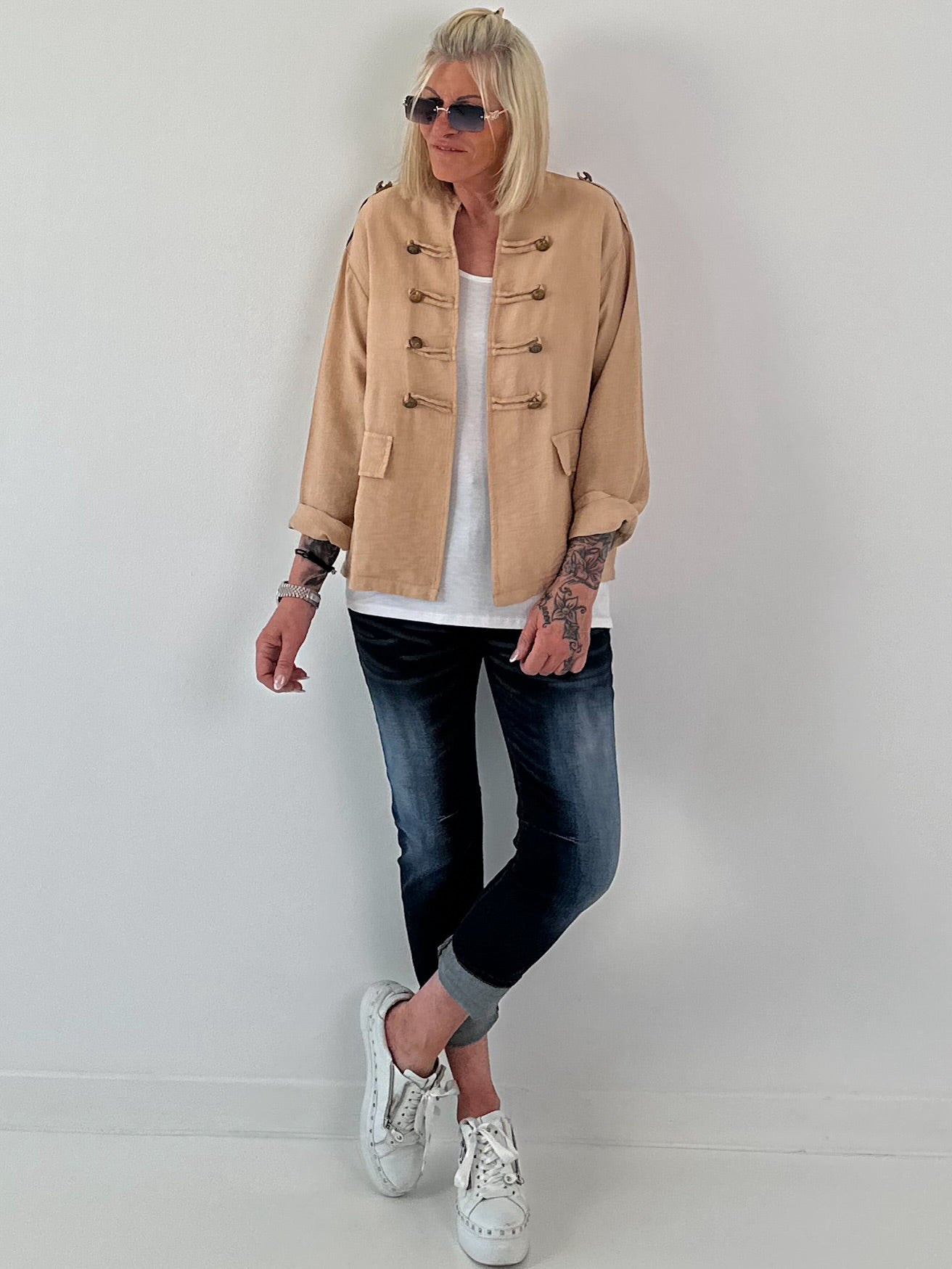 Lightweight Military Look Jacket - camel