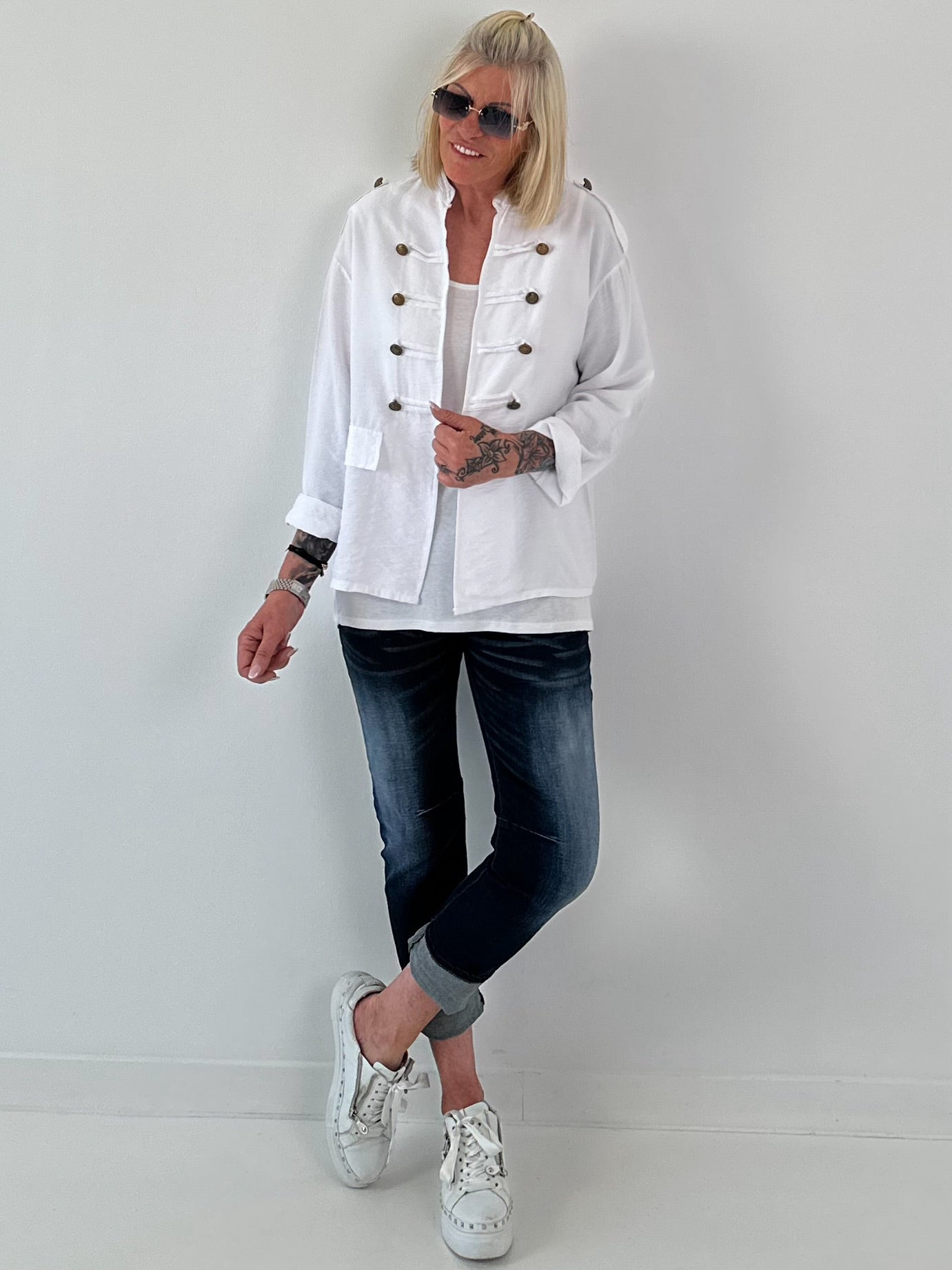 Light Military-Look Jacket - white