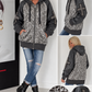 Jacke im Materialmix mit Pailletten und Strasskreuz - anthrazit