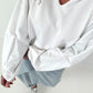 Hoodie mit V-Neck - weiss