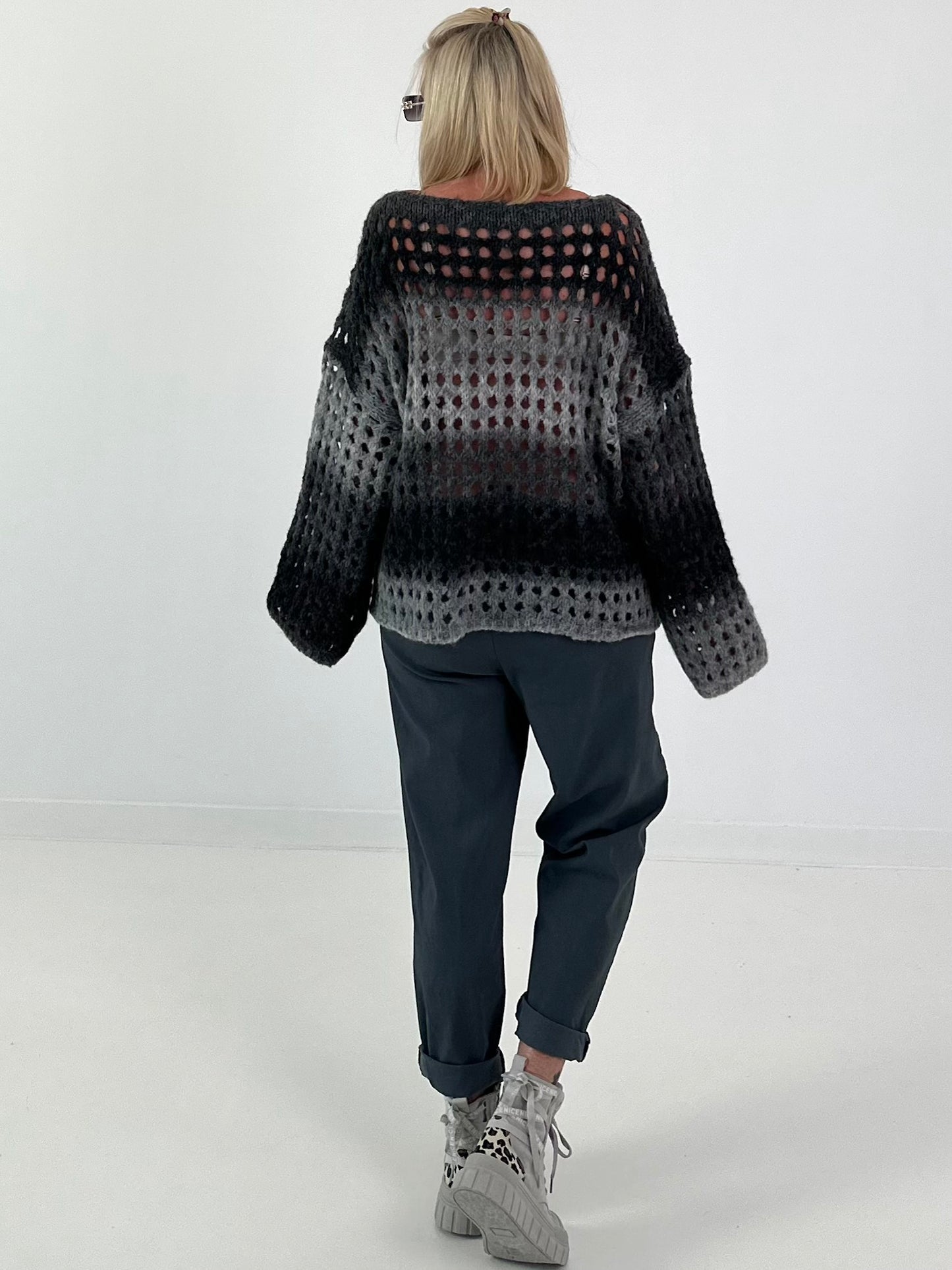 Grobstrickpullover mit Farbverlauf  - anthrazit-mehrfarbig