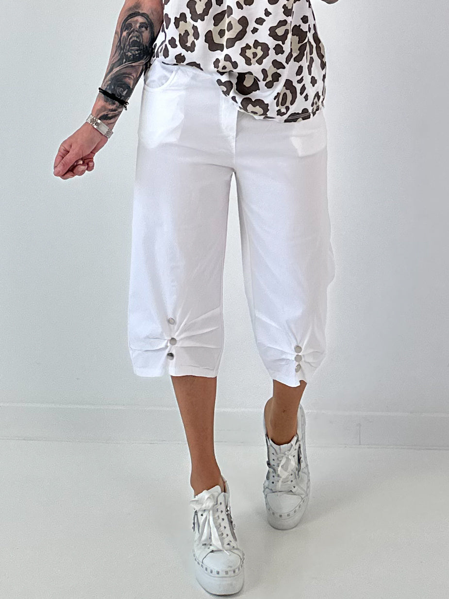 Hose mit Druckknöpfen Details - weiss