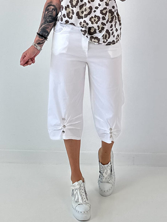 Hose mit Druckknöpfen Details - weiss