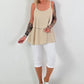 Layered Top with Braided Straps - beige