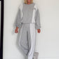 Trendiger Zweiteiler mit Nieten-Details - grau