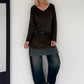 Basic Shirt mit V-Ausschnitt - mokka