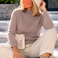Pullover mit Stehkragen - taupe