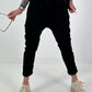Baggy/Boyfriend Hose mit seitlichen Häkelblumen - schwarz