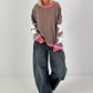 Sweatshirt with trendy star elements - taupe