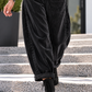 Weiche Ballon-Cordhose mit Gürtel - stone-washed-schwarz