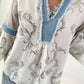 Tunika mit Pailletten und Denim-Details - weiss