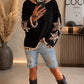 Sweatshirt mit trendigen Leo Sternenelementen - schwarz
