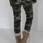 Hose mit elastischem Bund im Camouflage-Look - oliv-mehrfarbig