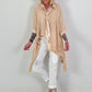 Oversized asymmetrical blouse with tie - sand