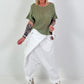 Summer knit sweater with short sleeves - khaki
