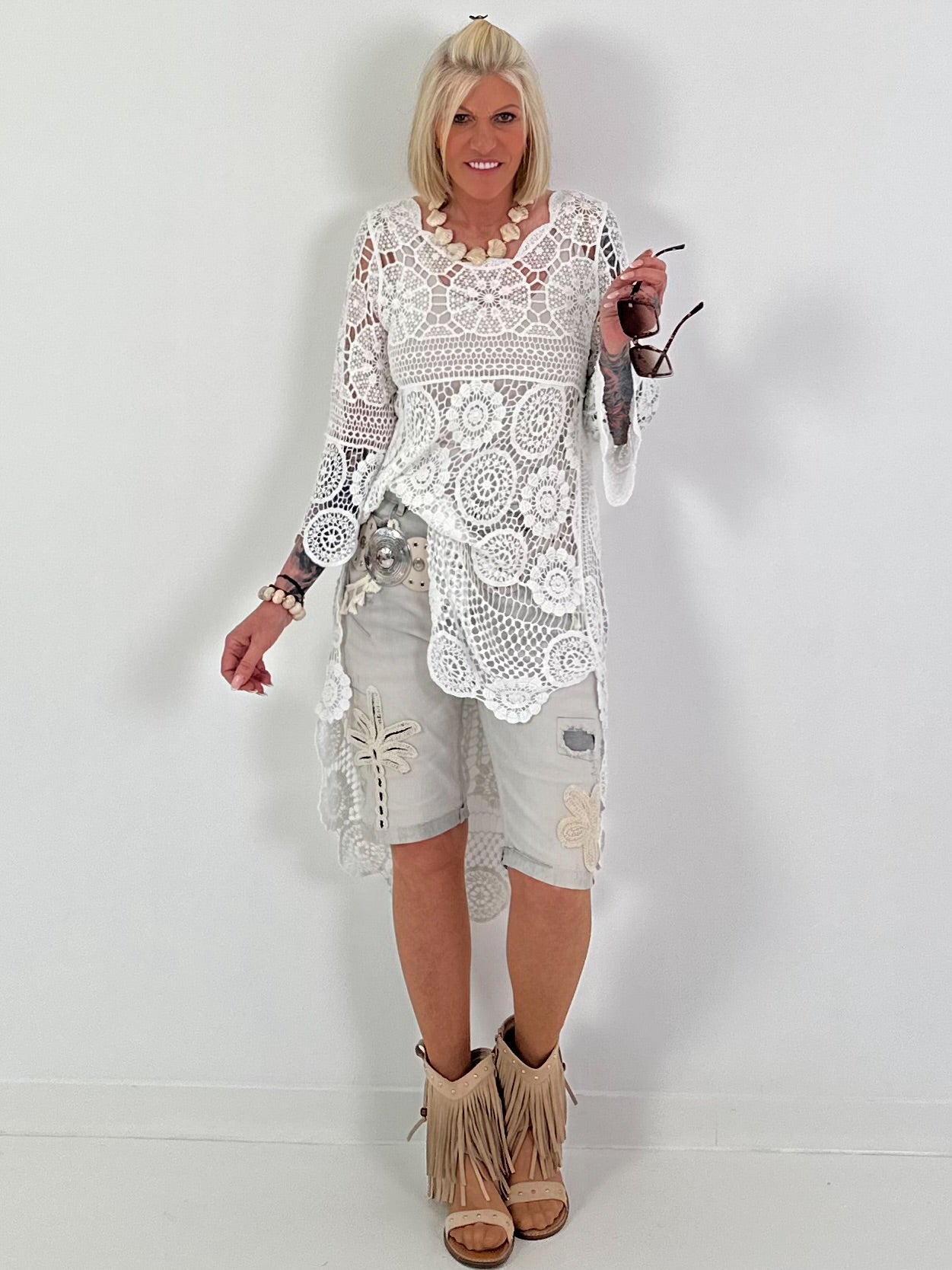 Crochet tunic with pattern - white