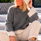 Pullover mit Kontrastsaum - anthrazit-beige