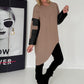 Asymmetrischer Sweater mit Kreuz- und Lederoptik-Details - taupe