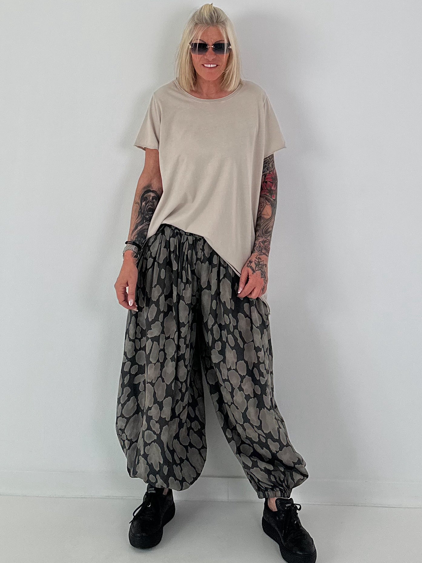 Oversized T-Shirt Rundhals - beige