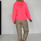 Hoodie mit Leo-Print und Nieten - neonpink