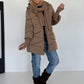 Winterjacke 2 Looks mit Stulpenärmeln und abnehmbarem Strickeinsatz - taupe