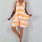 Two-piece with block stripes - white-neon orange