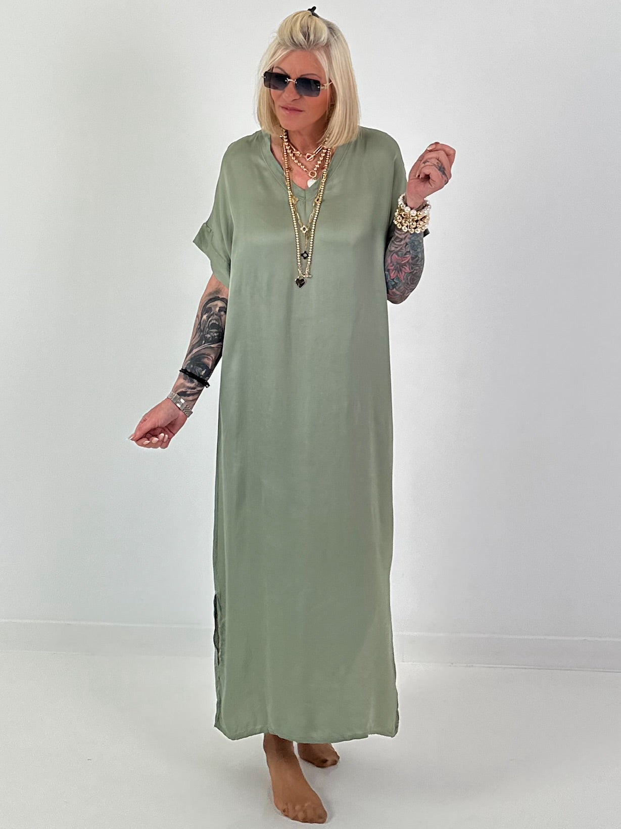 Long silk dress - khaki