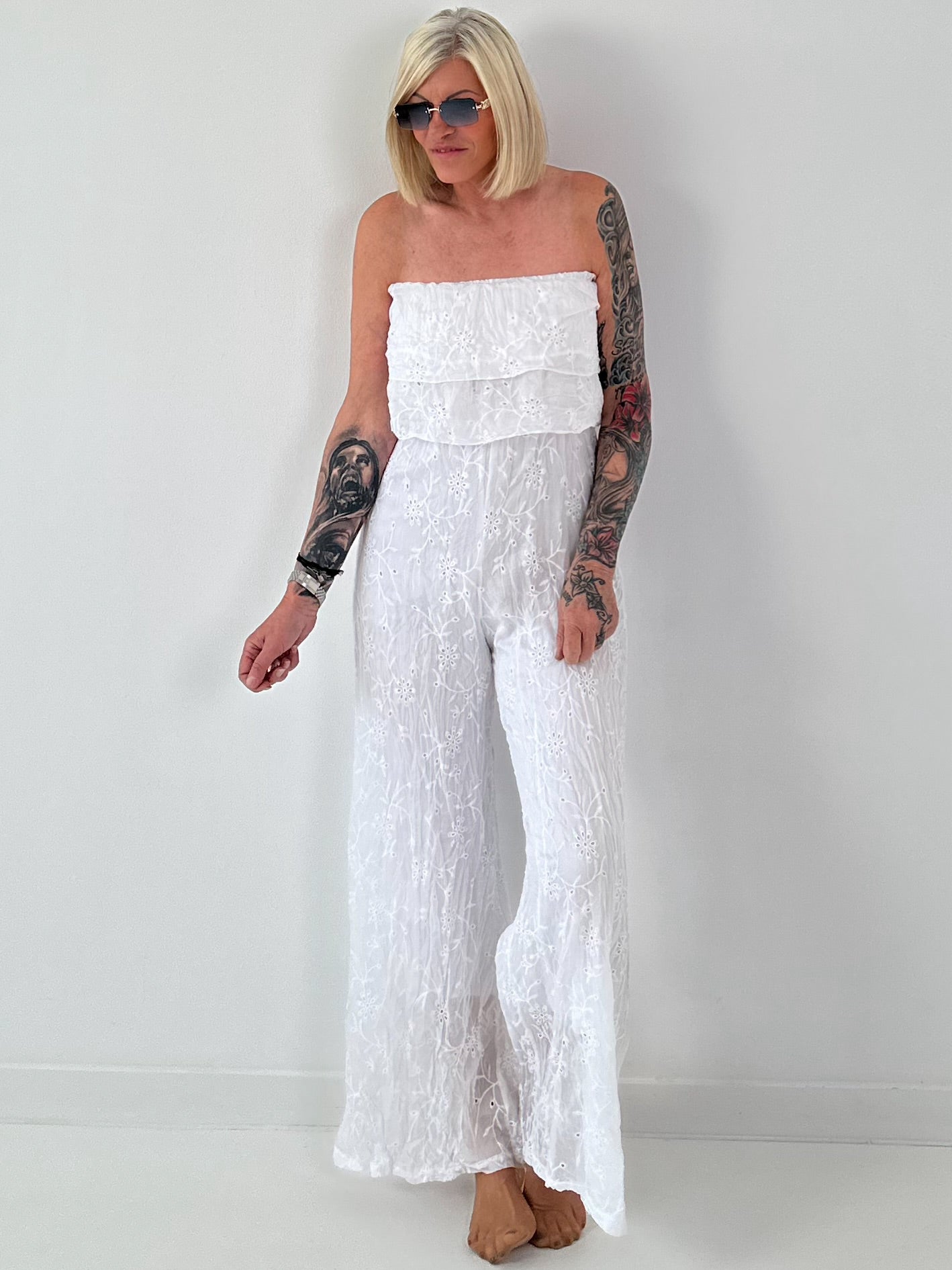 Romantischer Sommer Overall - weiss