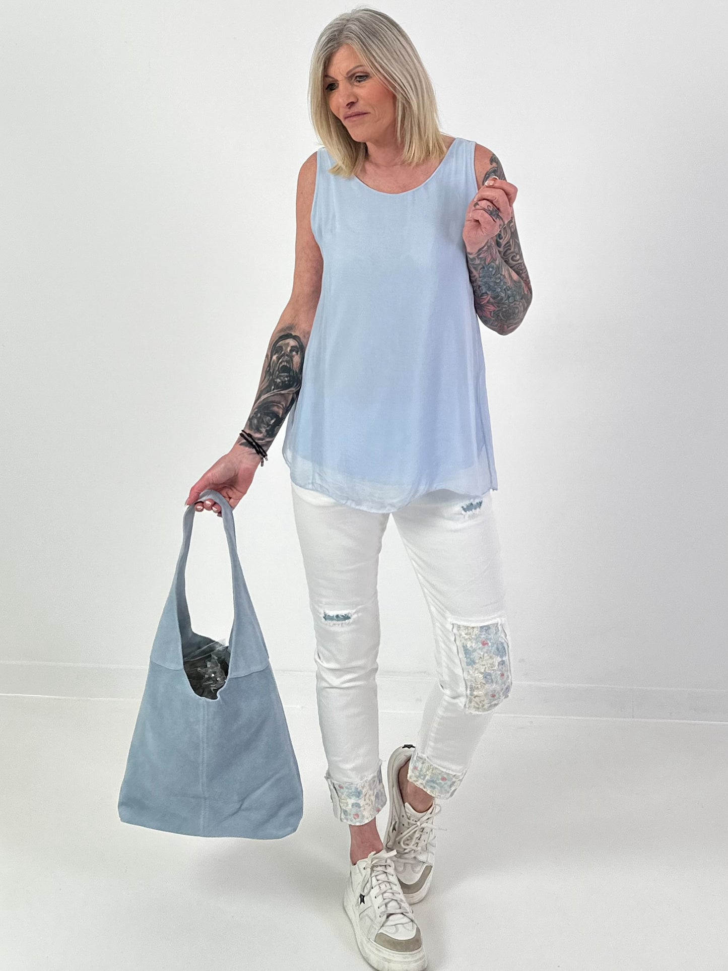 Seiden Top - hellblau