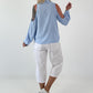 Bluse mit cold shoulder Detail - hellblau
