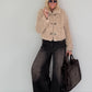 Jacke in kuscheliger Teddy-Curly-Optik - beige