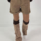 Leather-look shorts, model "Velvet Shine" - taupe