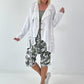Fancy linen jacket with side lacing - white