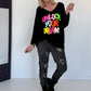 V-hals trui Unlock Your Dreams - zwart-meerkleurig