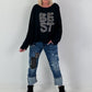 Oversized sweatshirt met gedetailleerde afwerking - zwart