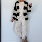 Strickjacke mit Blockstreifen - schwarz-beige