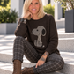 Pullover mit Strass-Cartoon-Motiv - mokka