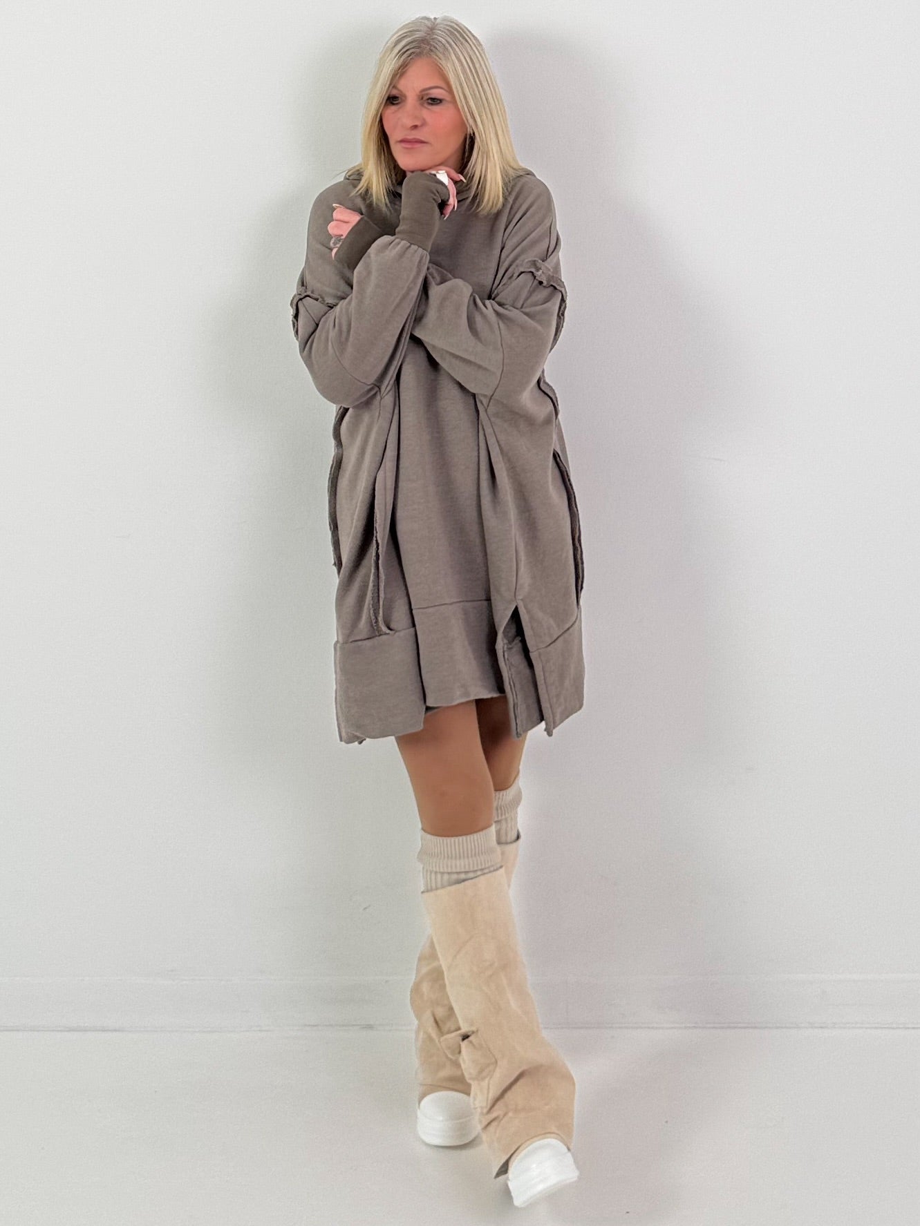 Oversized hoodie model "Rockwave" - ​​​​taupe