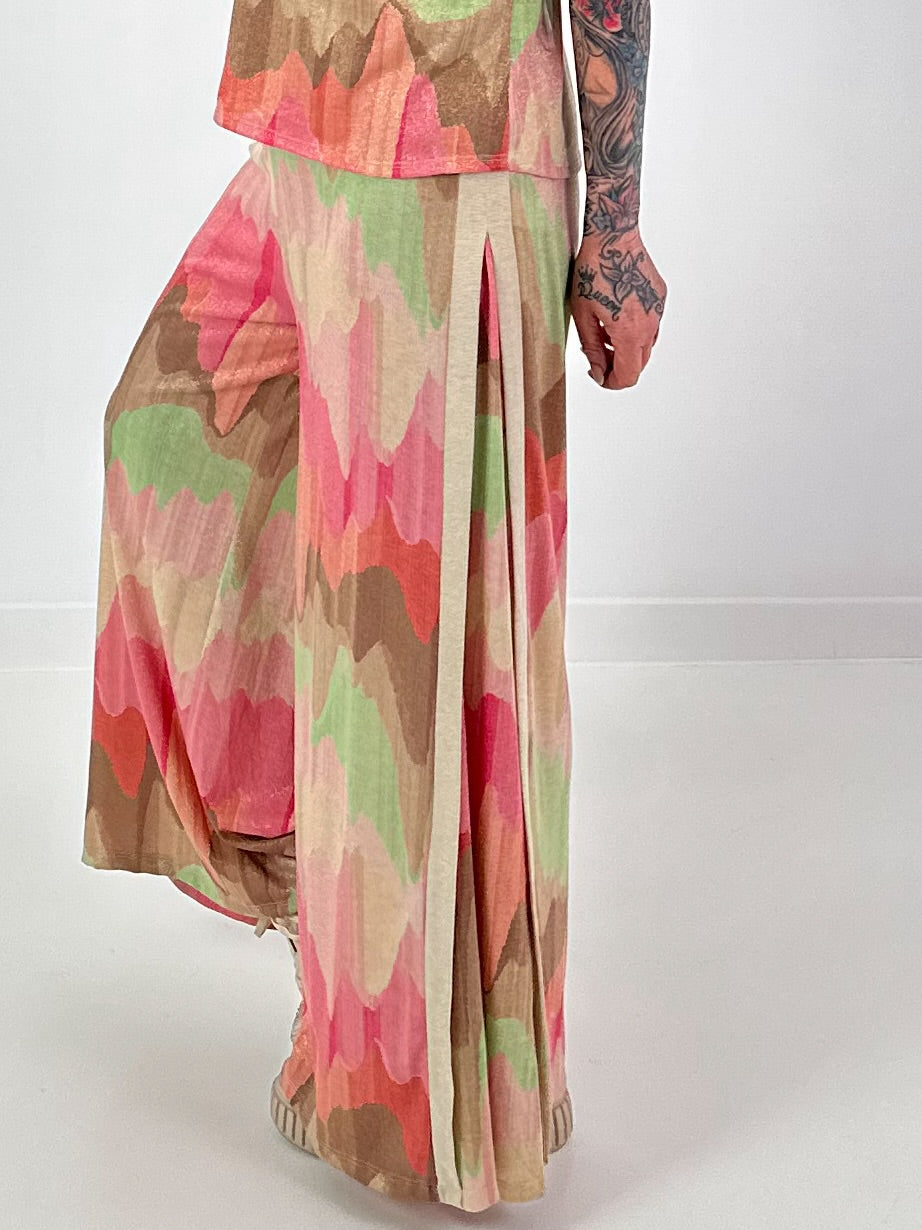 Two-piece set with pattern and Lurex - pink-mint-beige